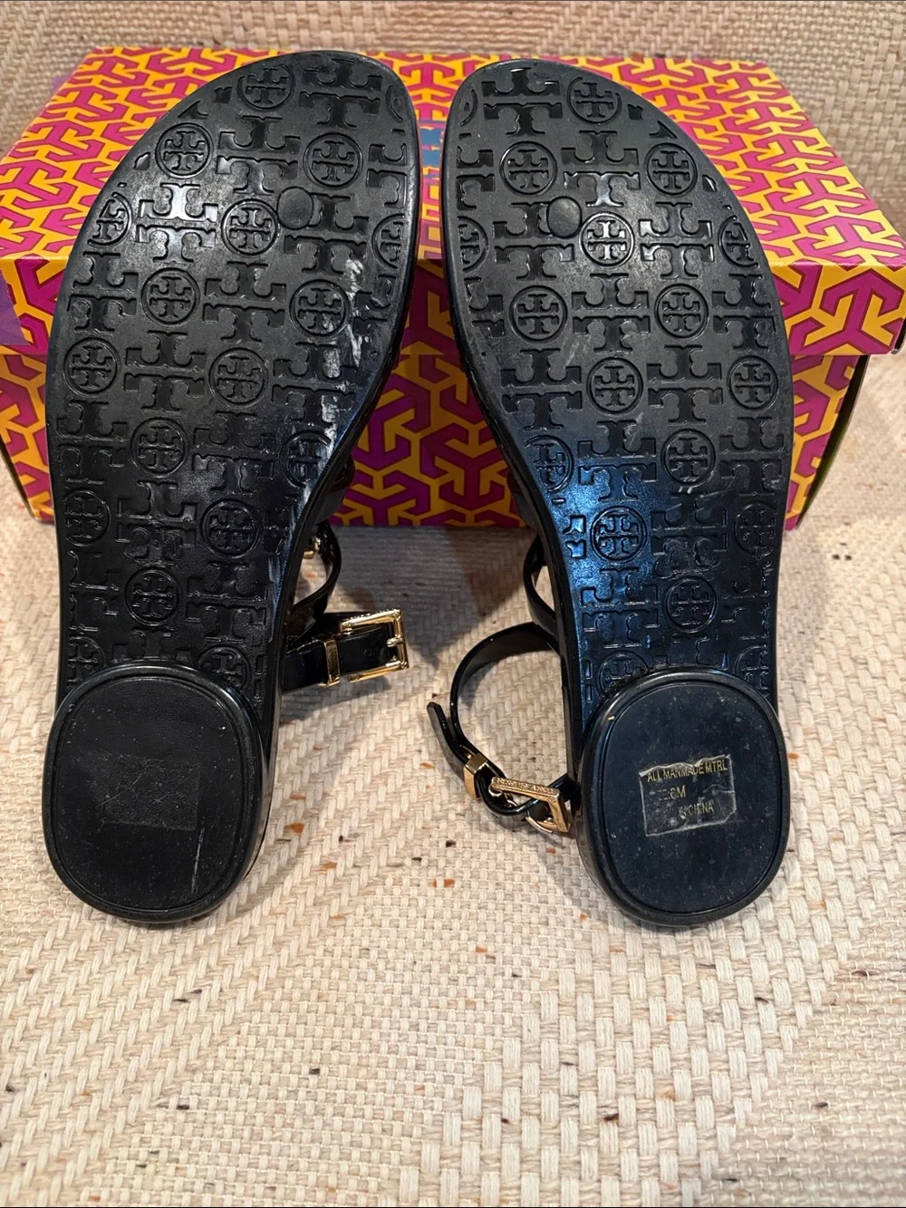 Tory Burch Black Studded Strappy jelly Flat Sandals